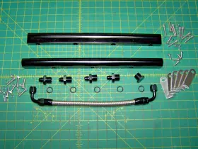 81008 A-team 7255 Ls Billet Alum Fuel Rail Kit Cathedral Port -8an Fitting Ls1 Ls2 Ls6 Black