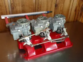Bui364 Buick 364 Nailhead V-8 Tri Power 3x2 Aluminum Intake Manifold With Carburetors