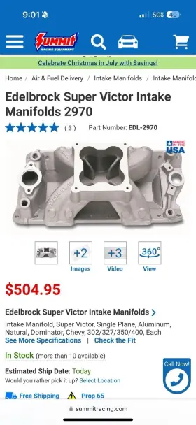 2970 Edelbrock Engine Intake Manifold