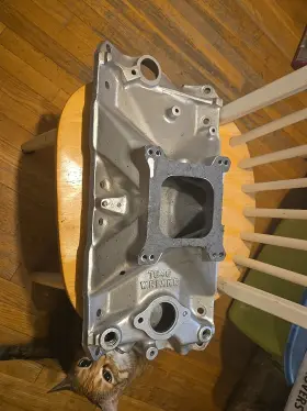 7546 Edelbrock Vintage Weiand High Rise Sbc Chevy Aluminum Intake Manifold Nice