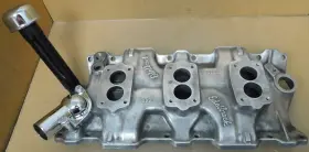 Edelbrock C326s Rare Sb Chevy Tri-power Intake Rochester 2bbl Dual Plane Alum