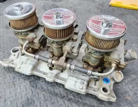 2-jet Edelbrock C362s Tri-power Sbc Chevrolet Rochester Carbs 3x2 Intake