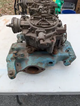 D-32960 Edelbrock 1956 Pontiac Factory Dual Quad Intake W Original Carburetors Star Chief Catalina #2