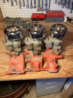 3-deuce Fenton Dm-425 Ford Y-block Tri-power Aluminum Intake Manifold With Carbs