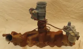 8ba-rt-6520 Ford Flathead V8 Intake Manifold 8ba 8rt 6520 And Carb Fuel Pump 1948-53 Oem 2bbl