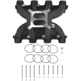 Ge0306 Gesangf 61 For Ls1 5.3l Ls2 6.0l 300-130 Black Aluminum Dual Plane Carb Intake Manifold