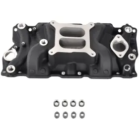 Ge0423 Gesangf 61 For Sbc Small Block Chevy 350 1955-95 Black Dual Plane Aluminum Intake Manifold