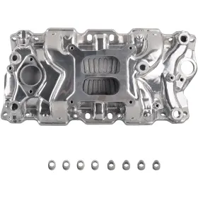 Ge0464 Gesangf 61 For Sbc Small Block Chevy 350 55-95 Dual Plane Polished Aluminum Intake Manifold