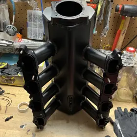 84050bk Karl Performance Parts Ford 5.0l 2011-2014 Coyote Efi Fab Aluminum Intake Black 90mm Bore 8 Inch Tall