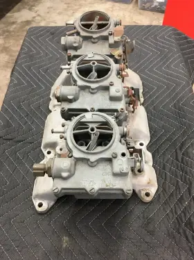3657 Offenhauser Buick Nailhead Tri Power Intake And Carburetors #2