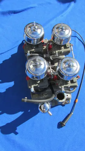 5024 Offenhauser Intake W Four Gm 2 Jet Rochester Rp Carburetors #2 5024 Offenhauser Intake W Four Gm 2 Jet Rochester Rp Carburetors #2