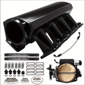 R25107 Revo Performance 102mm Low Intake Manifold Ls1 Ls2 Ls6 4.8l 5.3l 5.7l& Fuel Rail Throttle Body Bk