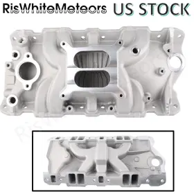 Imp020-sl-d Riswhitemeteors Aluminum Intake Manifold For 1957-86 Sbc S/b Small Block Chevy 305 327 350 400
