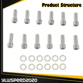 V-02iep4501asl Ylwspeed20 Fit For 283 327 350 400 Small Block Chevy Chrome Intake Manifold Bolts Set Of 12