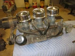 Edelbrock Su 349 Manifold Carbs Fuel Block Generator Fan Flathead V8. Fixed Price $2250.00.