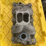 Low Edelbrock Performer Rpm Q-jet Barrel Intake Manifold Used 7104. Fixed Price $200.00.