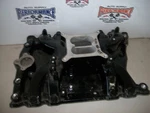 New Olds Aluminum Intake 400 - 455 Holley Carb Powdercoated Black 57025 57026. Fixed Price $495.00.