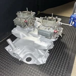 Ford Fe Edelbrock X-F66 Cross Ram Intake With Holley LIST-3310-2 750CFM Carbs. Fixed Price $2500.00.