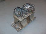 Edelbrock Bb Chevy Tunnel Ram Intake Manifold Victor 2-R 2X4 Dual Quad Carbs. Fixed Price $895.00.