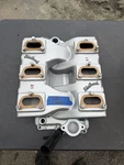 Edelbrock X1 6X2 Cross Ram Intake Manifold 6-2 Bbl Carbs Small Block Chevy Sbc. Fixed Price $1100.00.