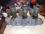 Ford Flat Head Aluminum "edelbrock Su 359" Intake W/ Carbs Vintage. Fixed Price $550.00.