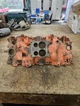 1974 454 Big Block Chevy Barrel Q-jet Intake Manifold Gm# 340218 Dated A-15-74. Fixed Price $95.00.