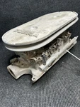 Small Block Ford 289 302 Tri Power Intake Manifold With Holley Carbs Breather. Fixed Price $3399.99.