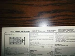 1972 American Motors Amc 360 Ci V8 2BBL & 4BBL Sun Tune Up Chart Great Shape!. Fixed Price $19.95.