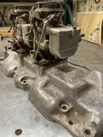 Original Evans 8BA Aluminum Intake Manifold Flathead Ford V8 Dual Stromberg. Fixed Price $895.00.